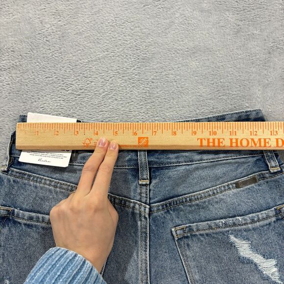 Kancan Shorts Womens 3/25 "Truly High‎ Rise 90's Bermuda Shorts" Distressed Blue - Picture 8 of 12